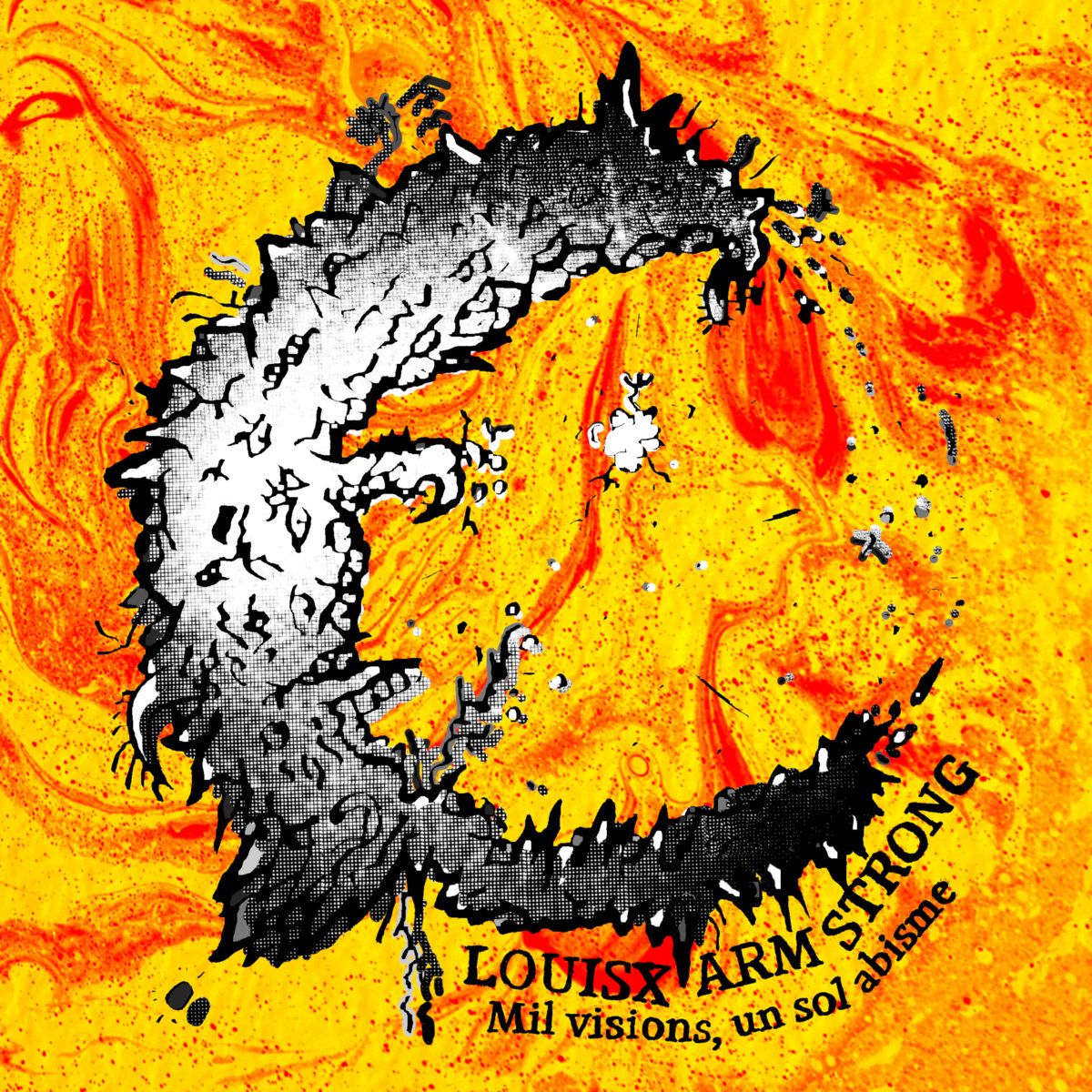 fons com onades de plasma solar amb un dibuix del que sembla un tros de la terra